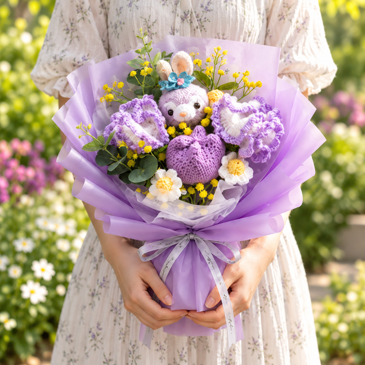 Handmade Crochet Bunny Bouquet