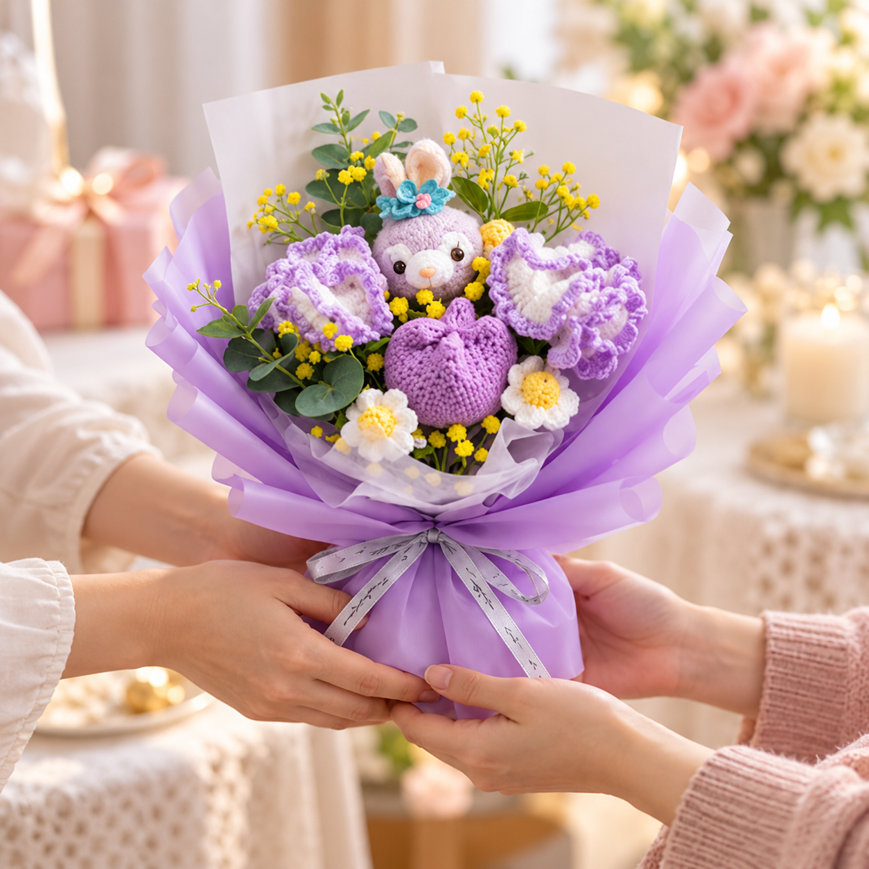 Handmade Crochet Bunny Bouquet