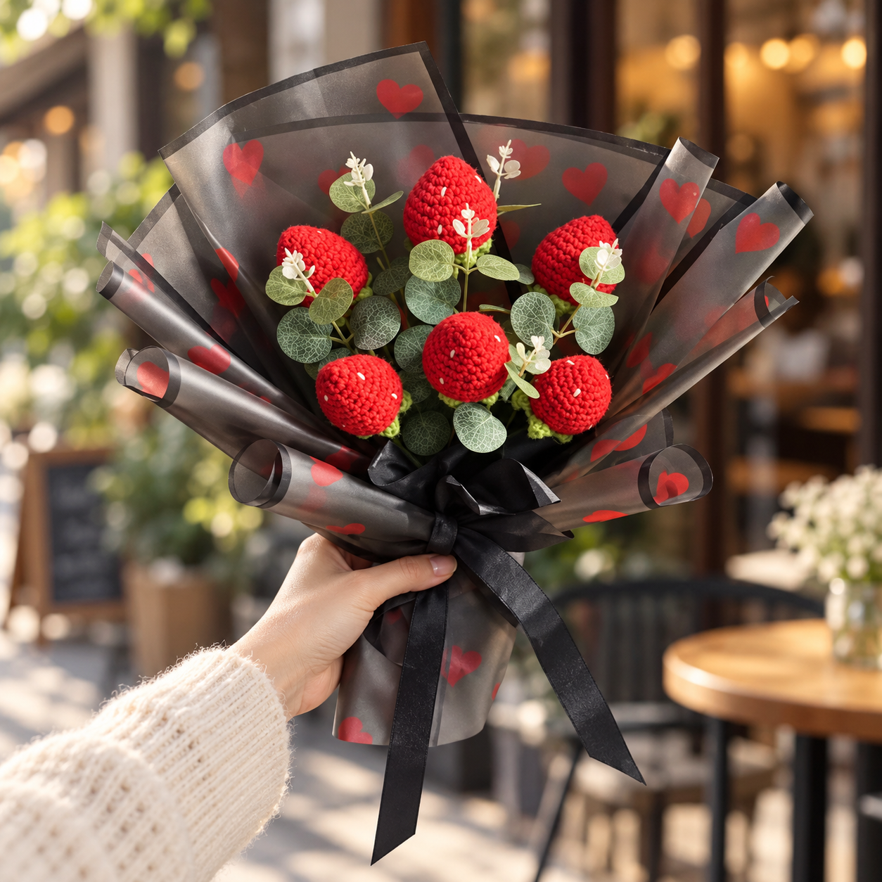 Handmade Crochet Strawberry Bouquet