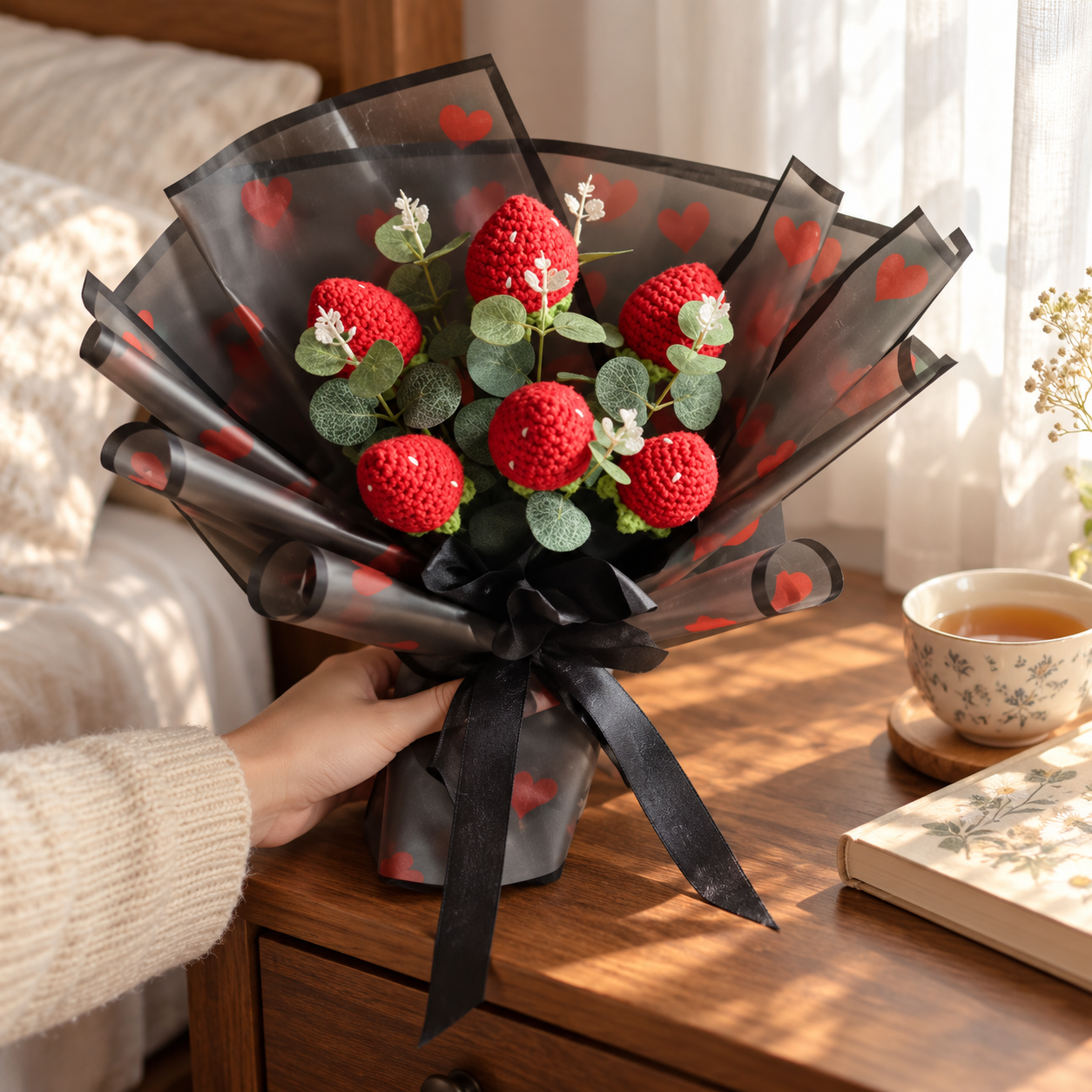 Handmade Crochet Strawberry Bouquet