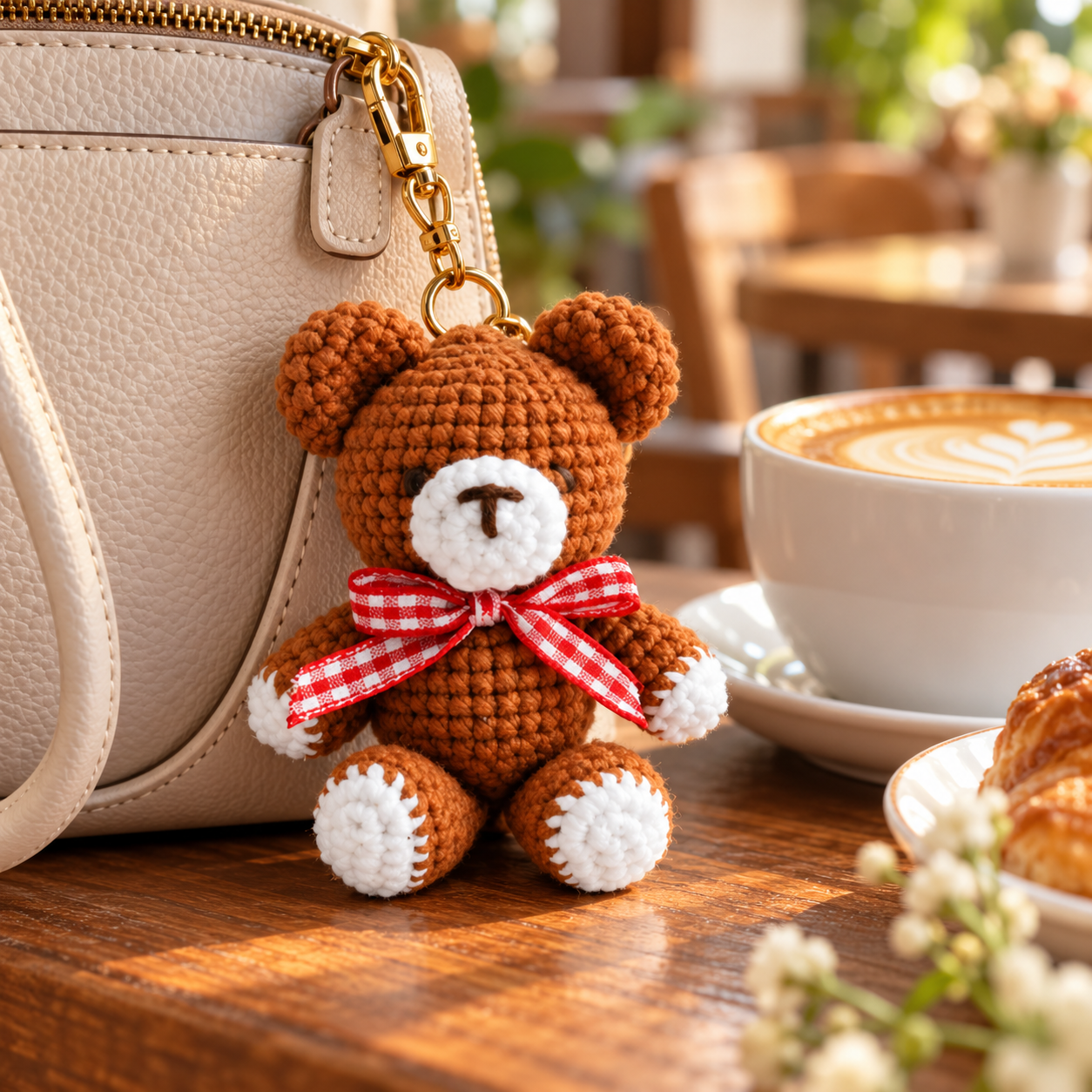 Handmade Crochet Teddy Bear Keyring