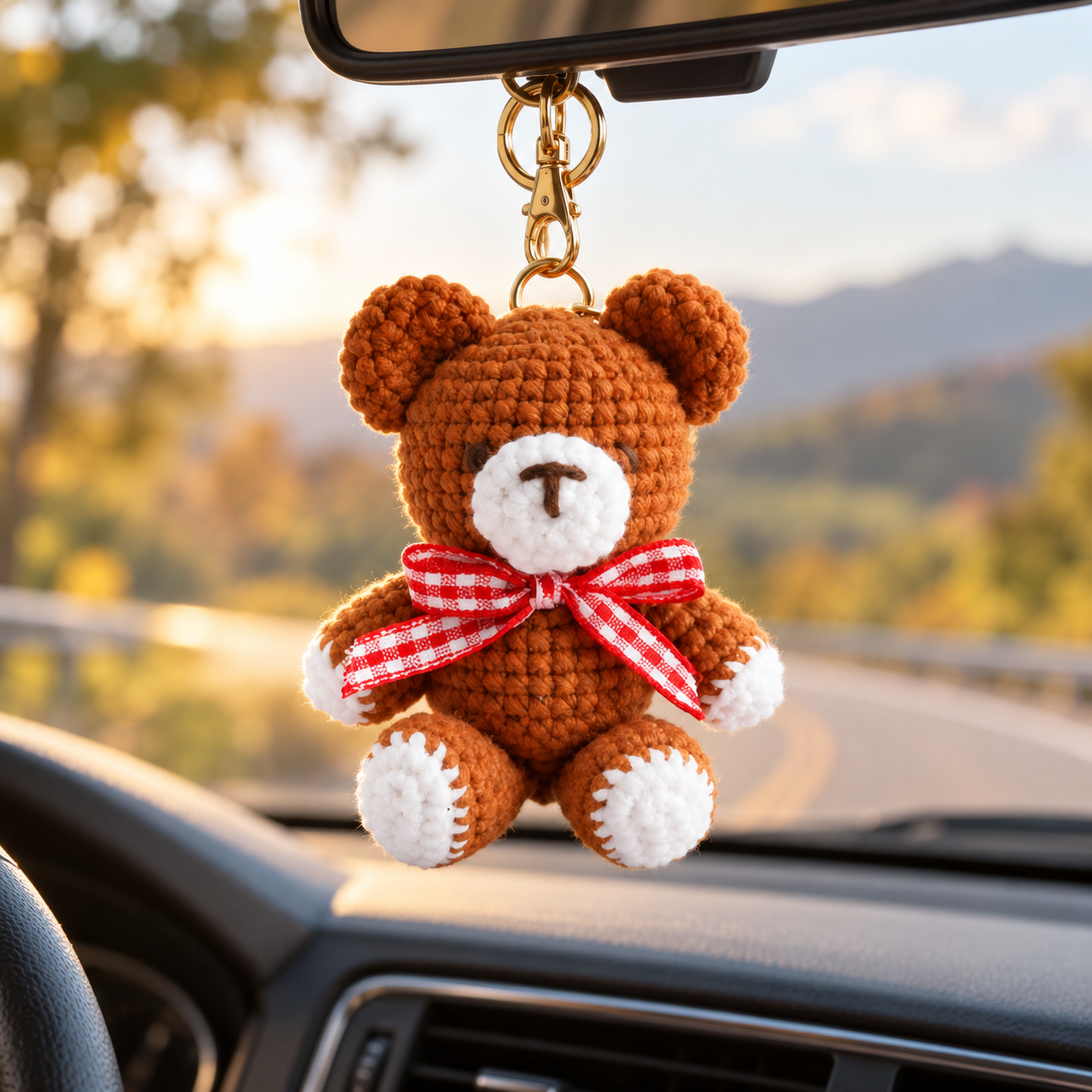Handmade Crochet Teddy Bear Keyring