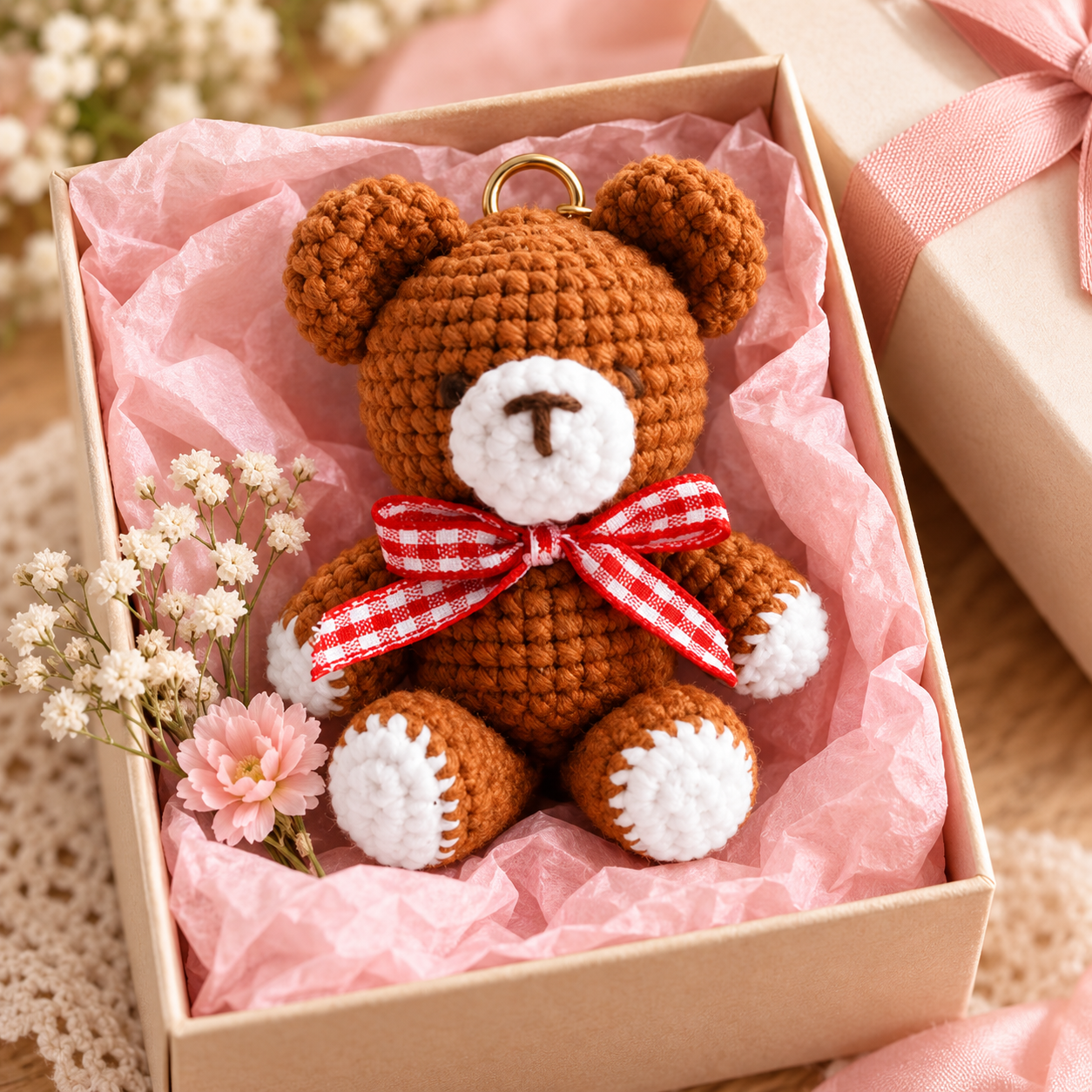 Handmade Crochet Teddy Bear Keyring