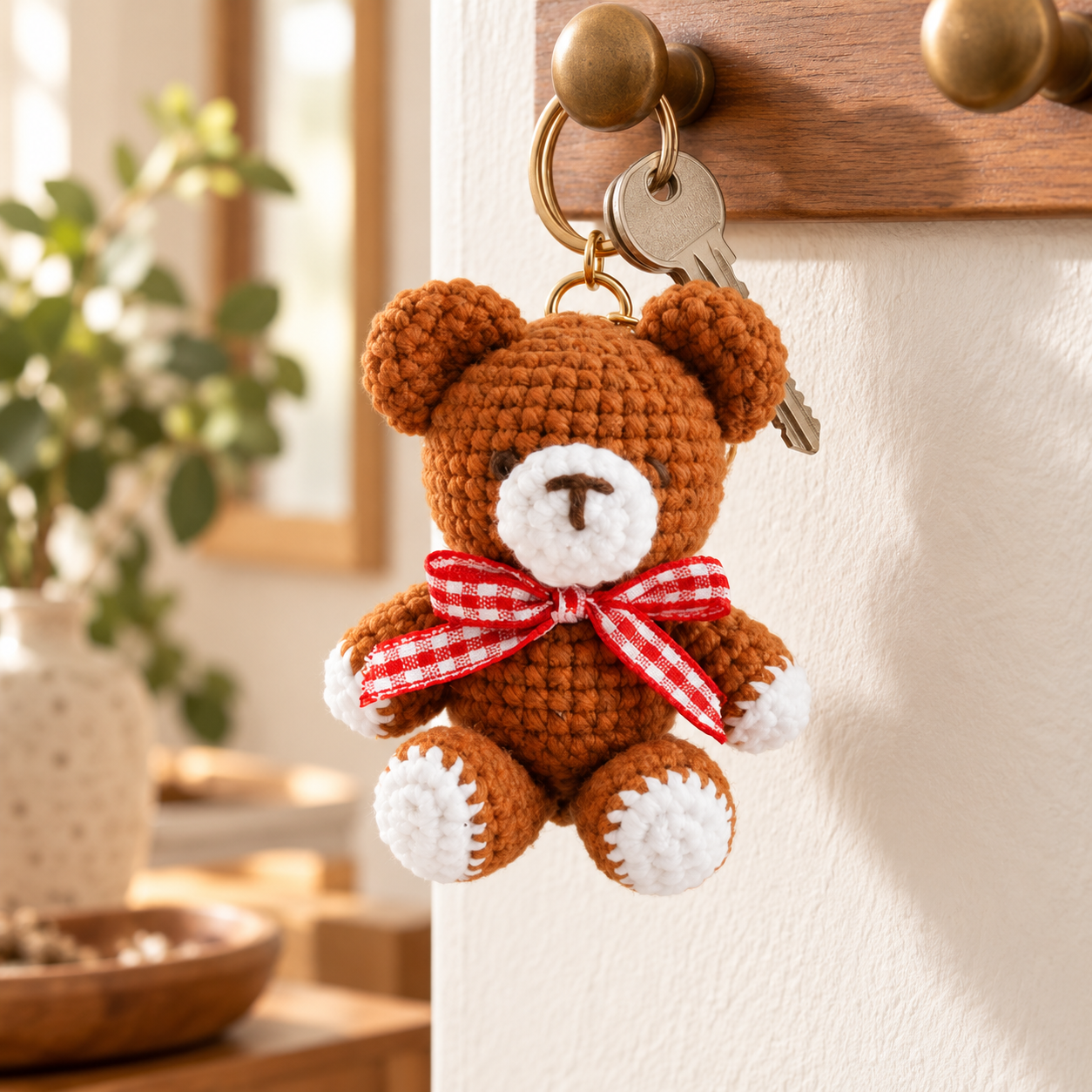 Handmade Crochet Teddy Bear Keyring