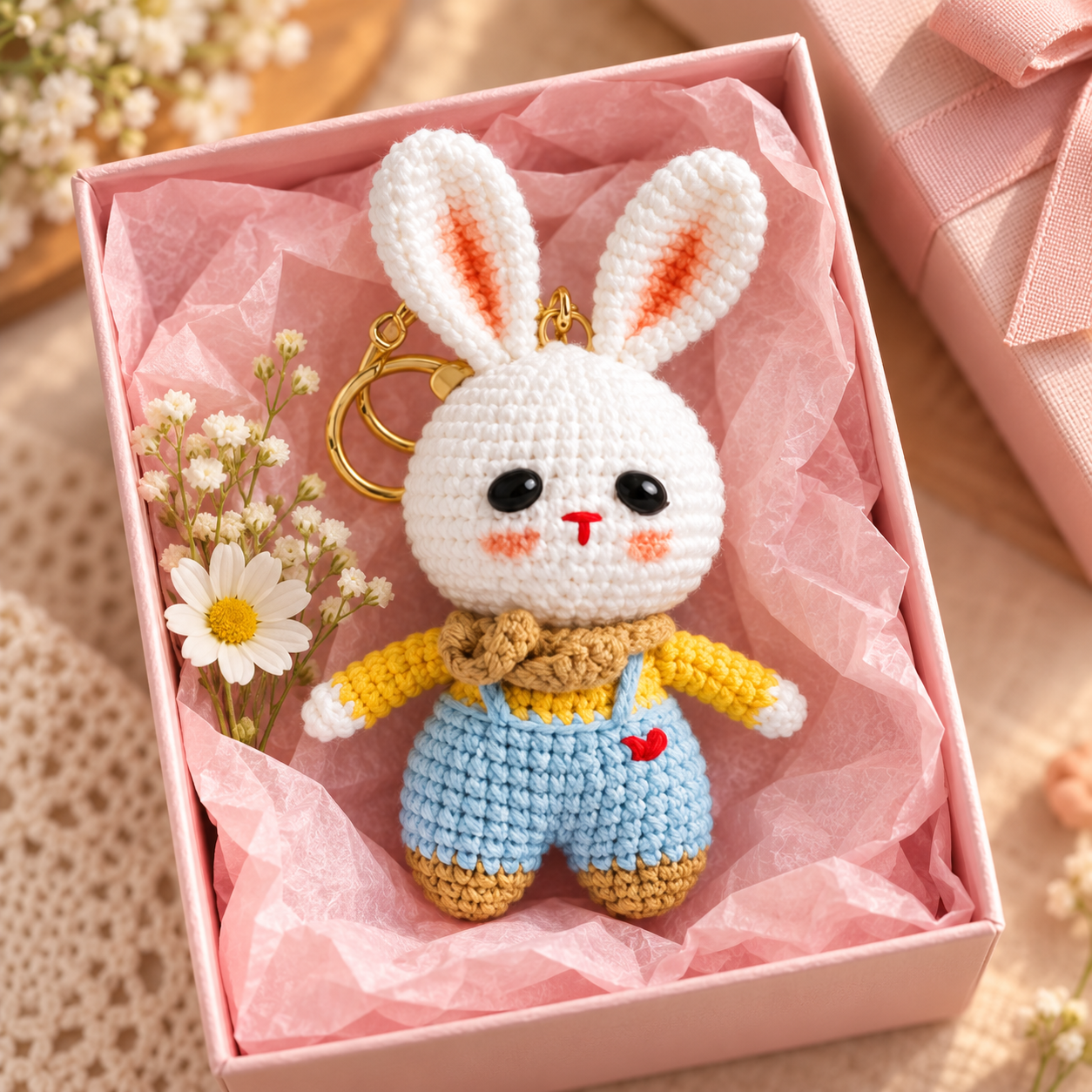 Handmade Crochet Bunny Keyring