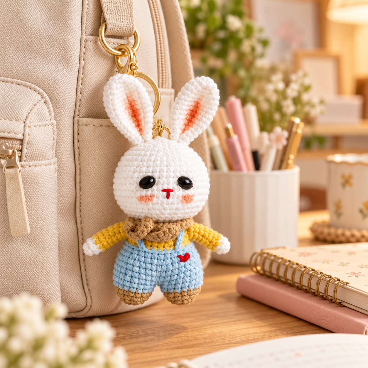 Handmade Crochet Bunny Keyring