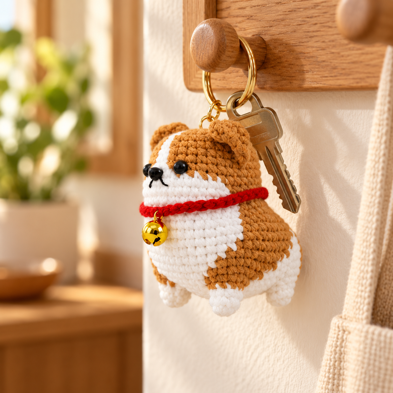 Handmade Crochet Puppy Keyring