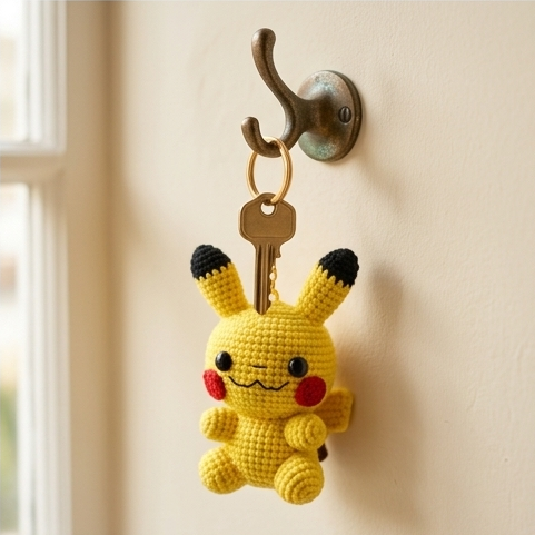 Handmade Crochet Pikachu Keyring