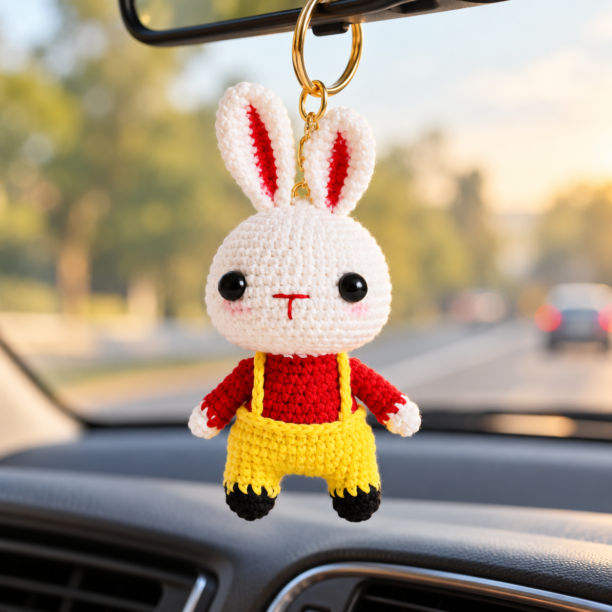 Handmade Crochet Bunny Keyring with Scarf