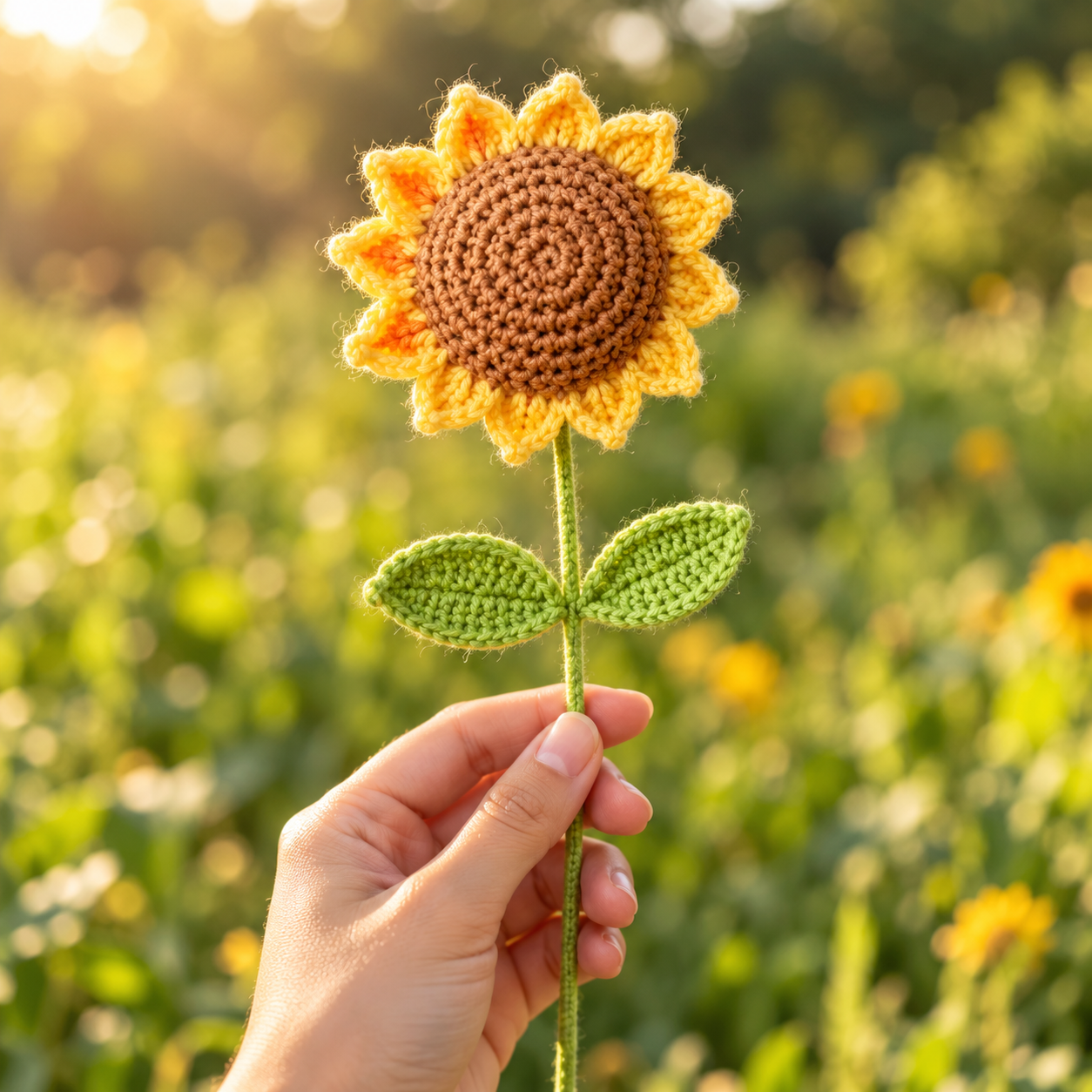 Handmade Crochet Sunflower Stem