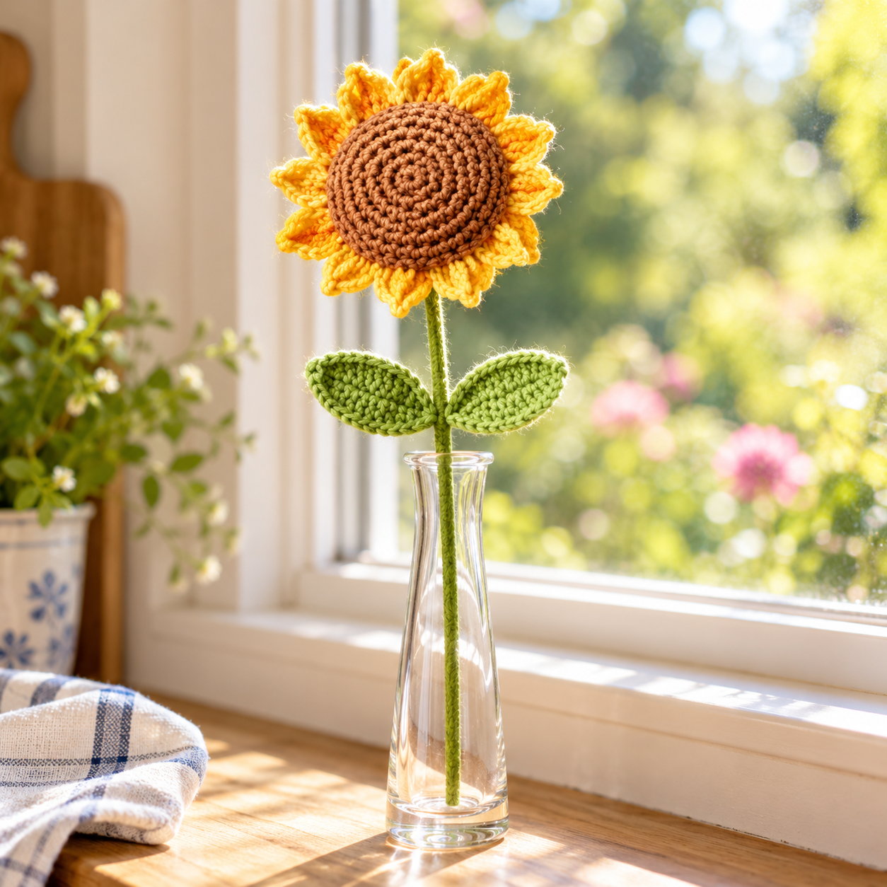 Handmade Crochet Sunflower Stem