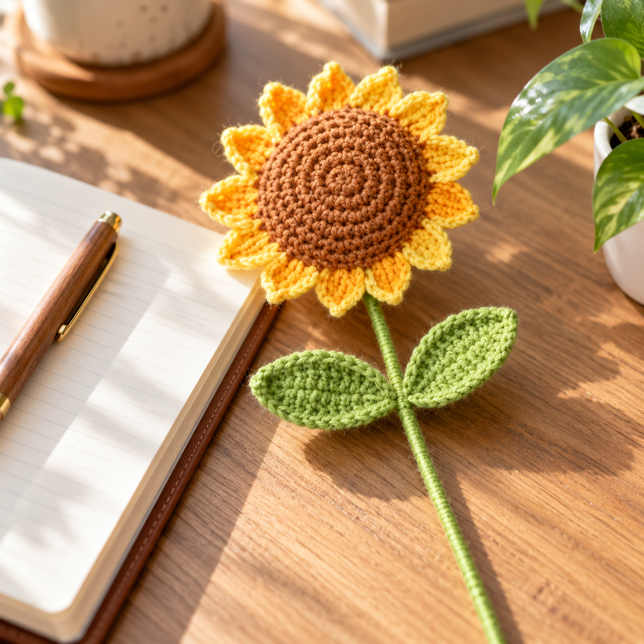 Handmade Crochet Sunflower Stem
