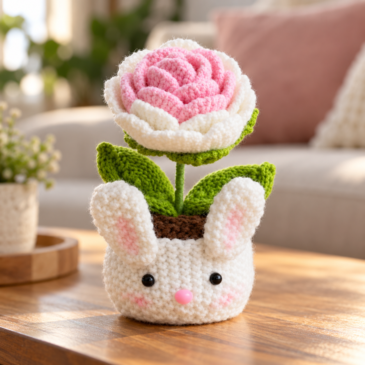 Handmade Crochet Bunny Flower Pot