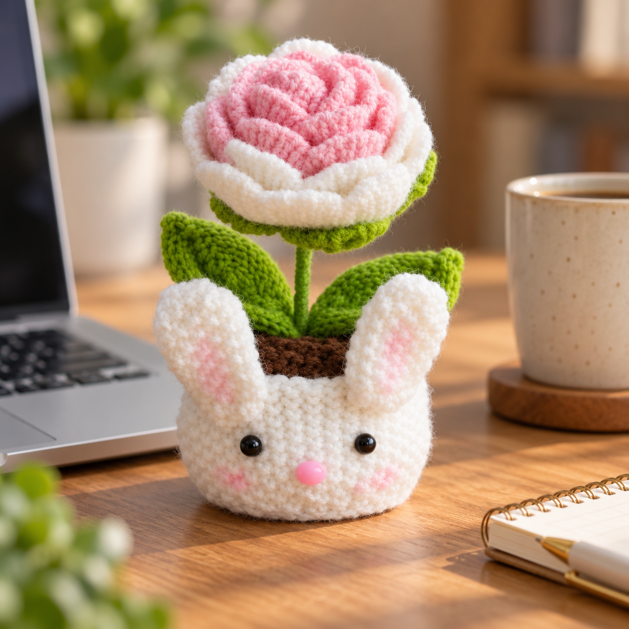 Handmade Crochet Bunny Flower Pot