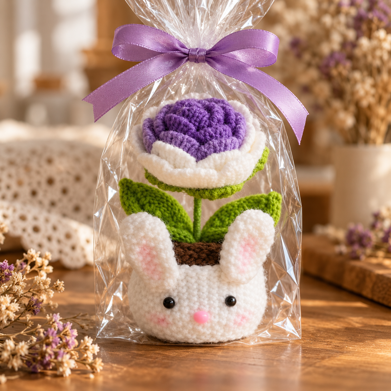 Handmade Crochet Bunny Flower Pot