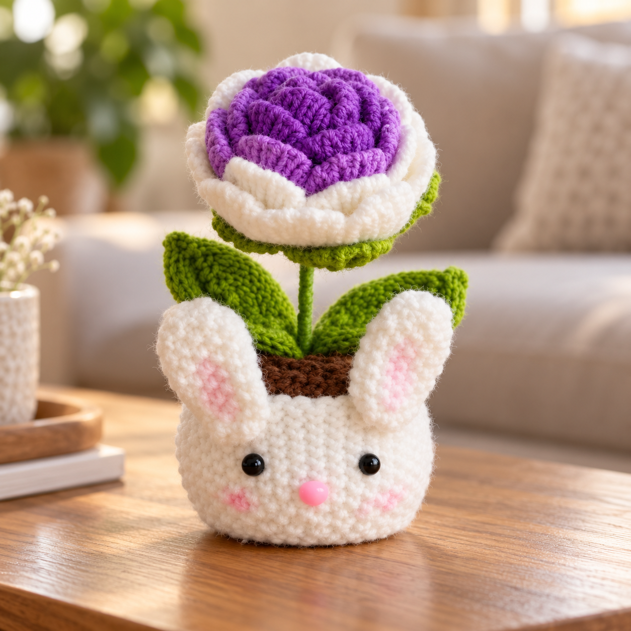 Handmade Crochet Bunny Flower Pot