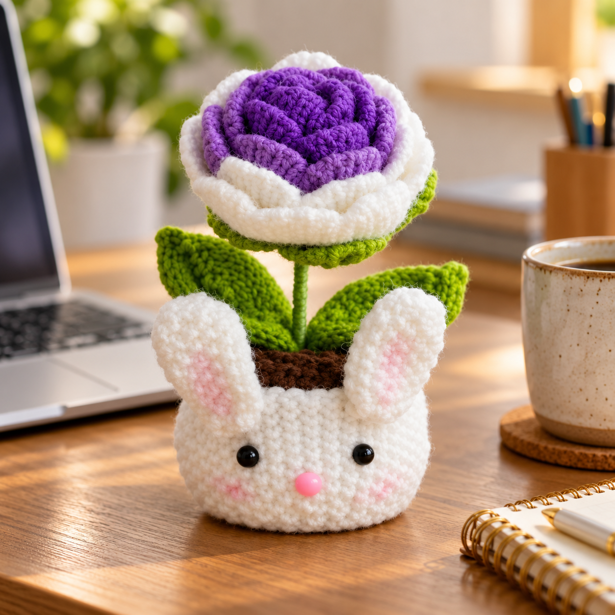 Handmade Crochet Bunny Flower Pot
