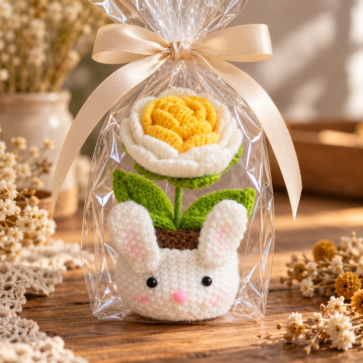Handmade Crochet Bunny Flower Pot