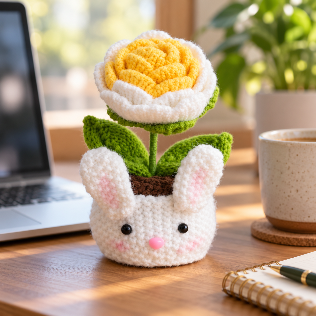 Handmade Crochet Bunny Flower Pot