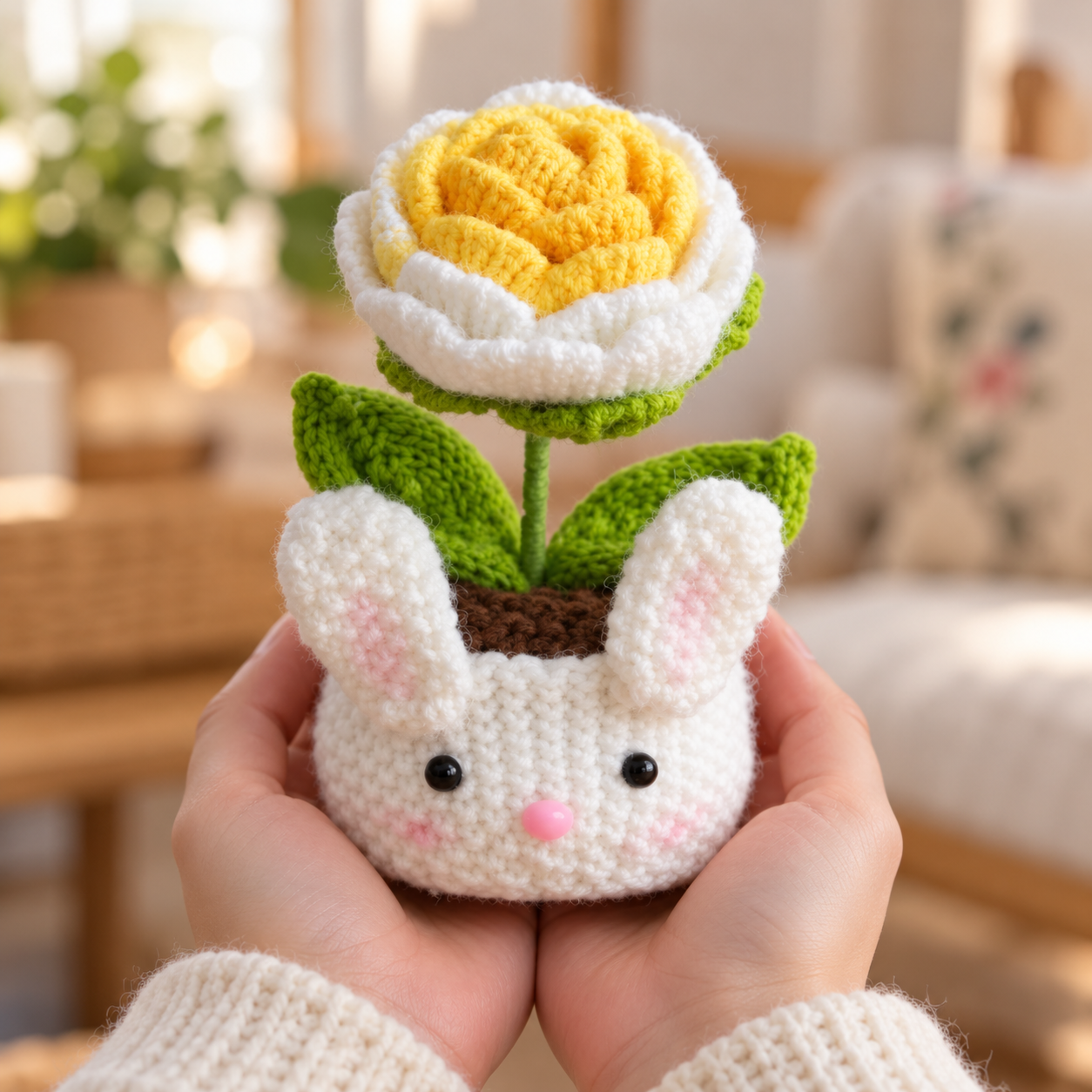 Handmade Crochet Bunny Flower Pot