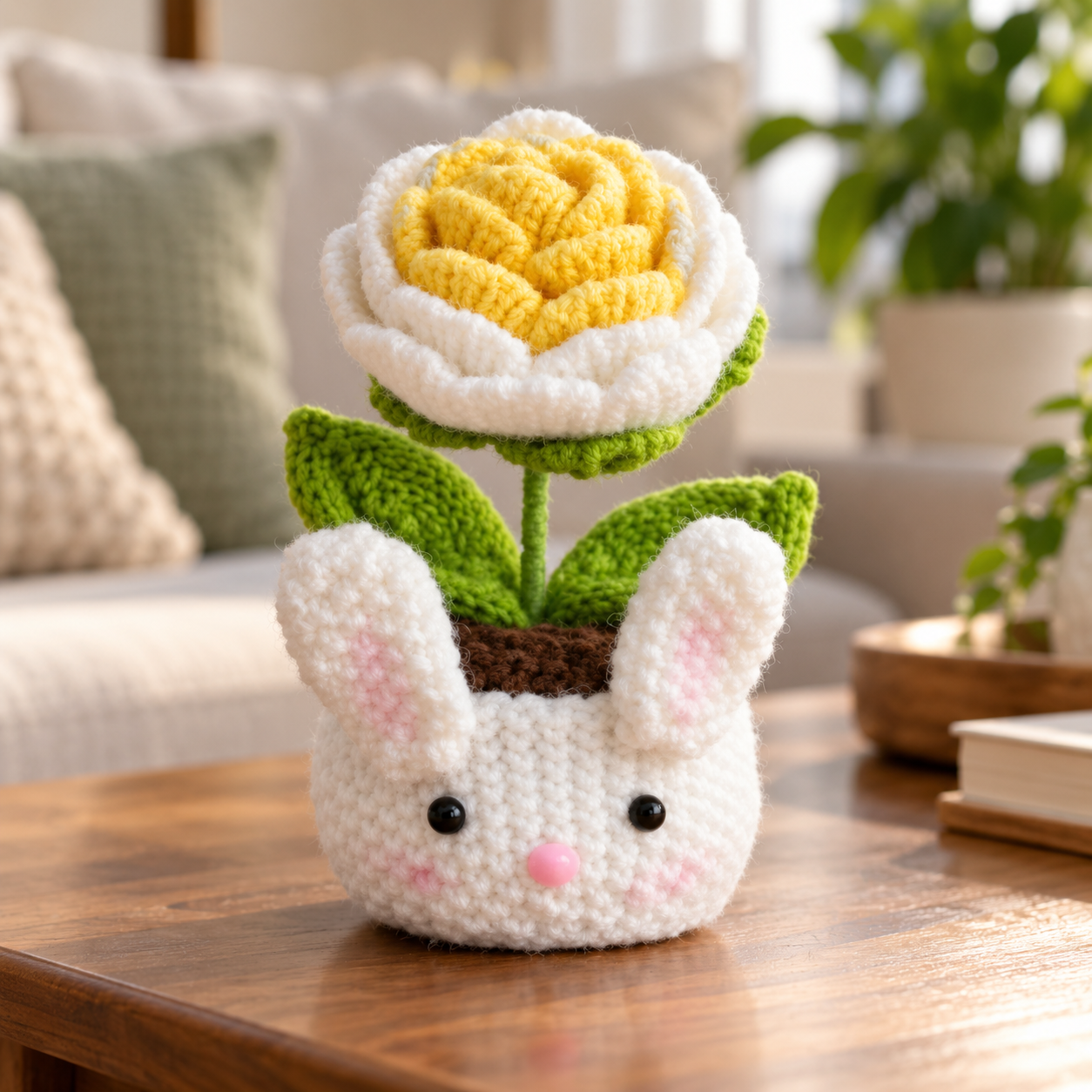 Handmade Crochet Bunny Flower Pot