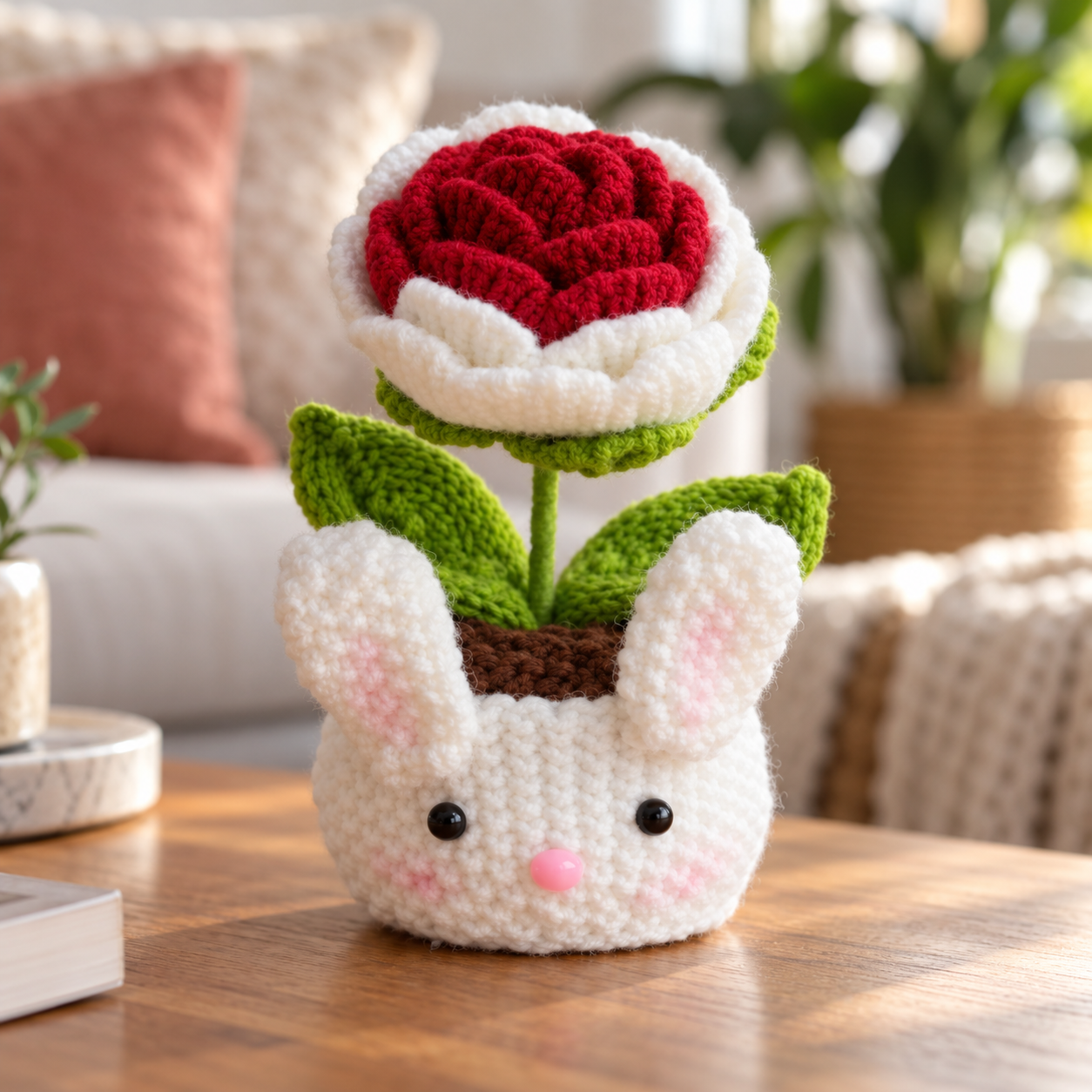 Handmade Crochet Bunny Flower Pot