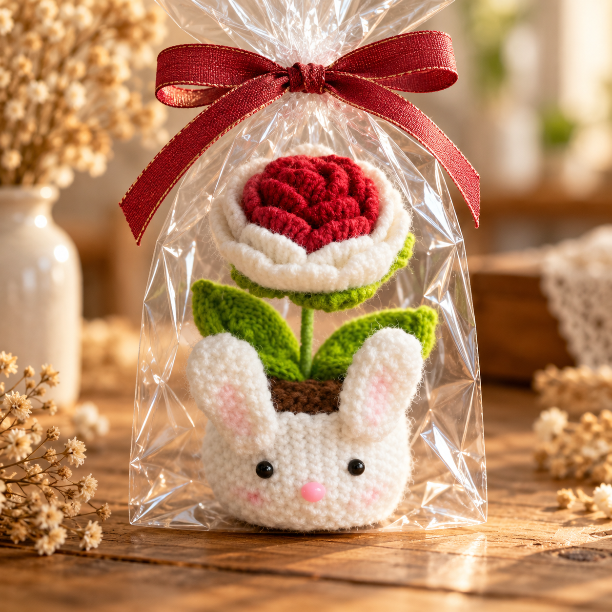 Handmade Crochet Bunny Flower Pot