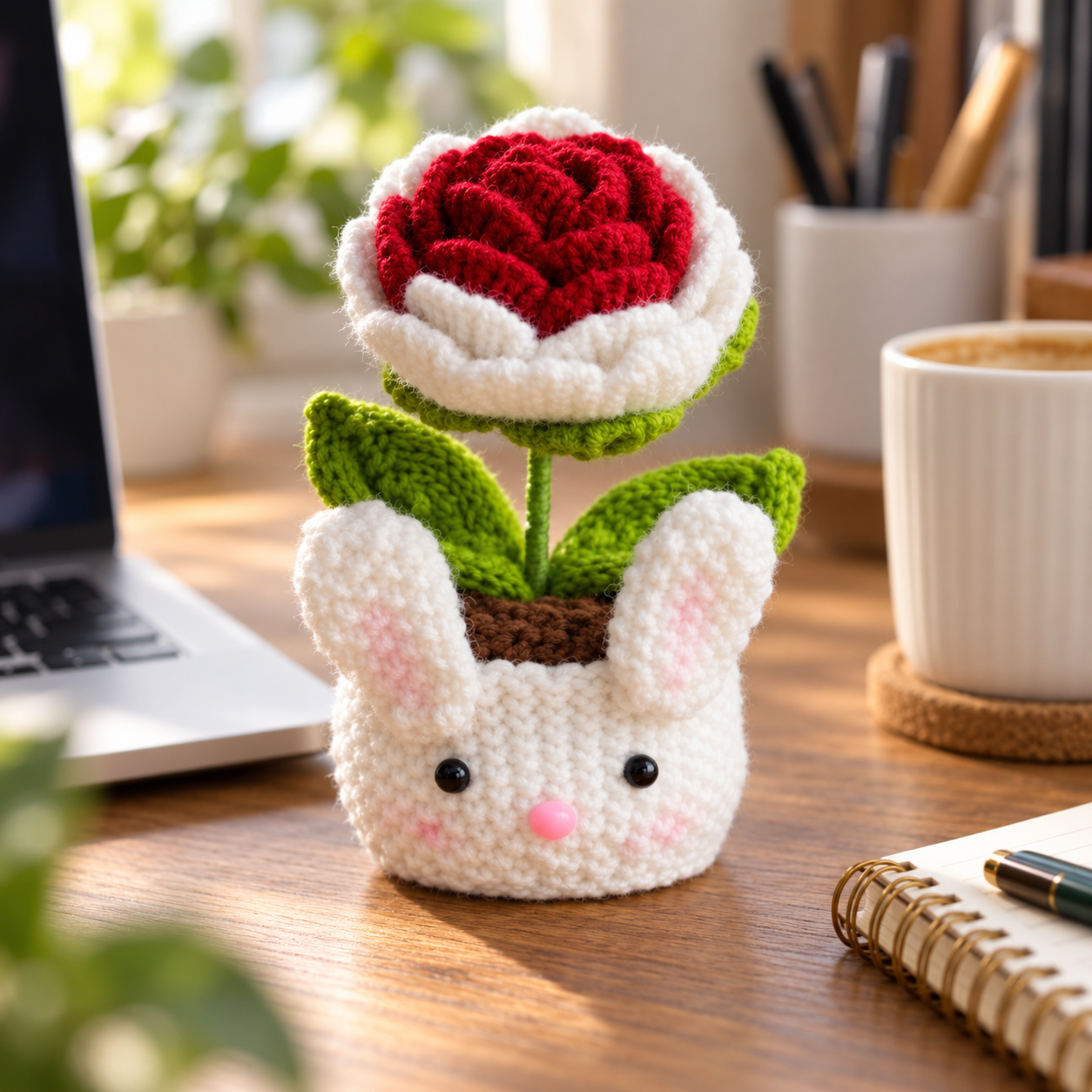 Handmade Crochet Bunny Flower Pot