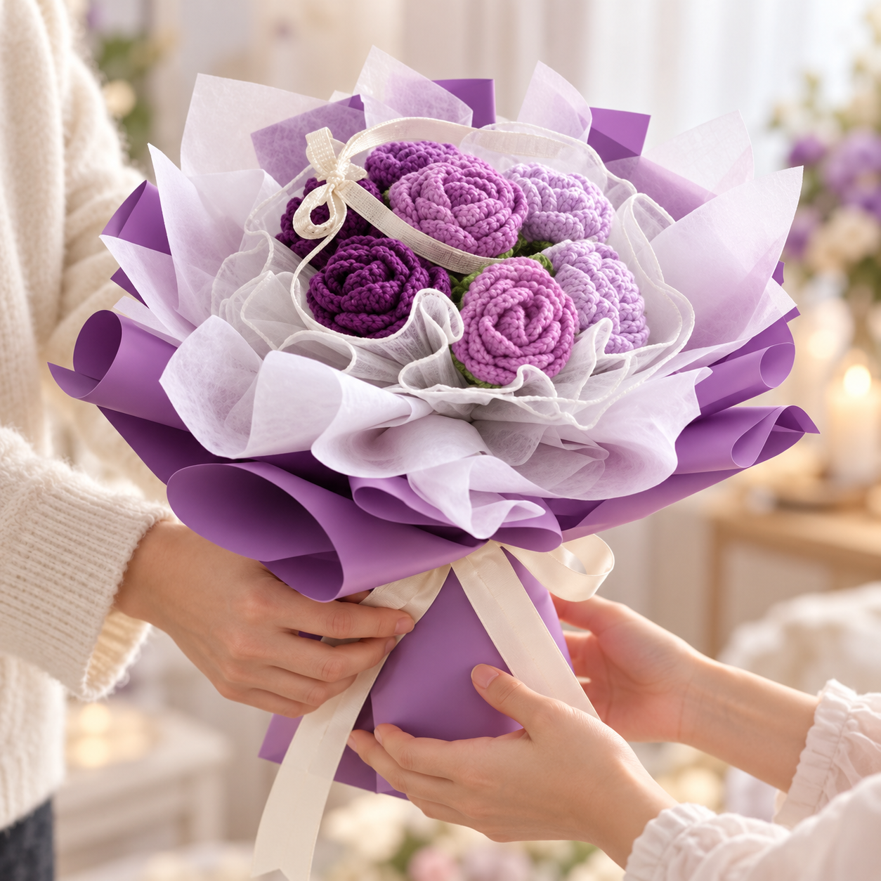 Handmade Crochet Rose Bouquet