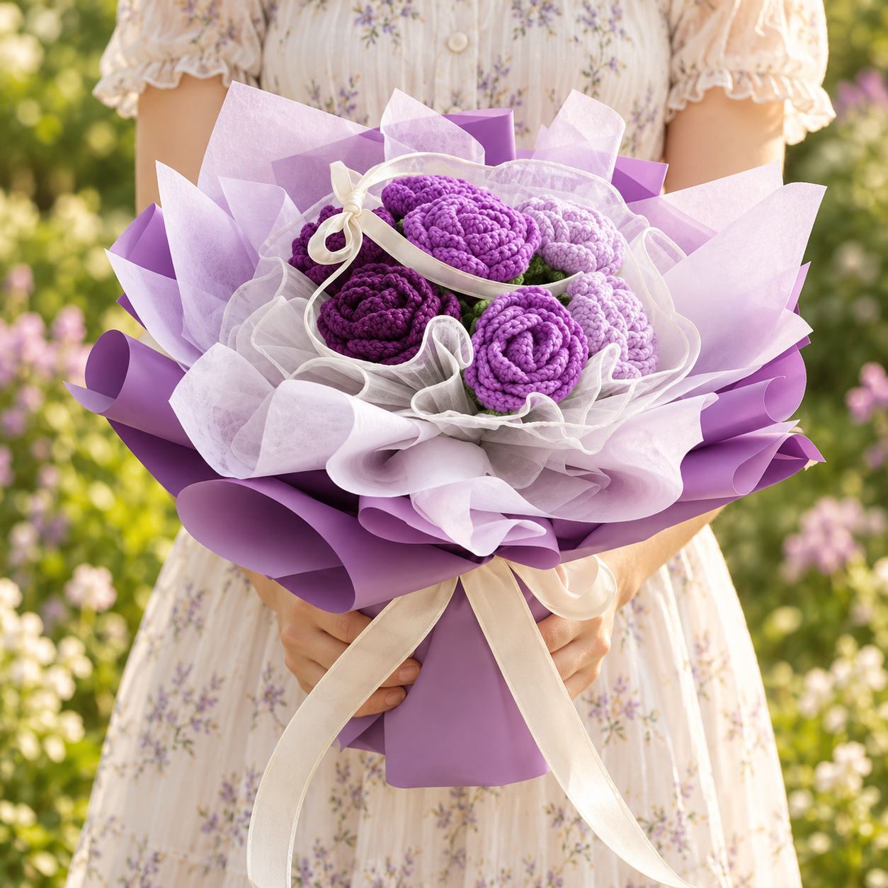 Handmade Crochet Rose Bouquet