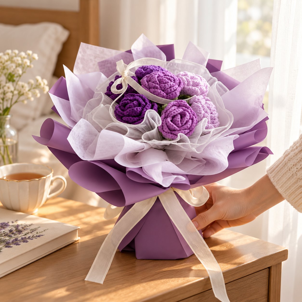 Handmade Crochet Rose Bouquet