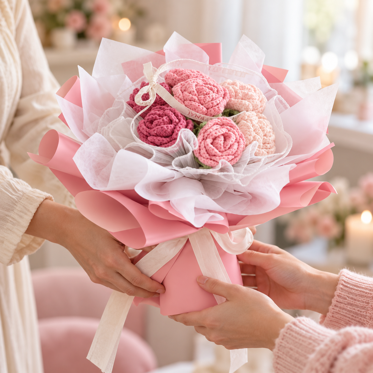 Handmade Crochet Rose Bouquet