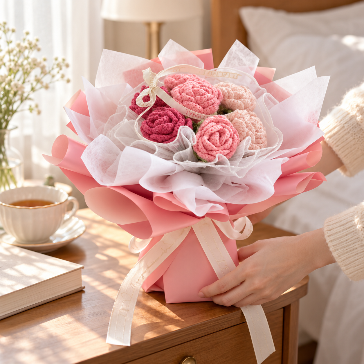 Handmade Crochet Rose Bouquet