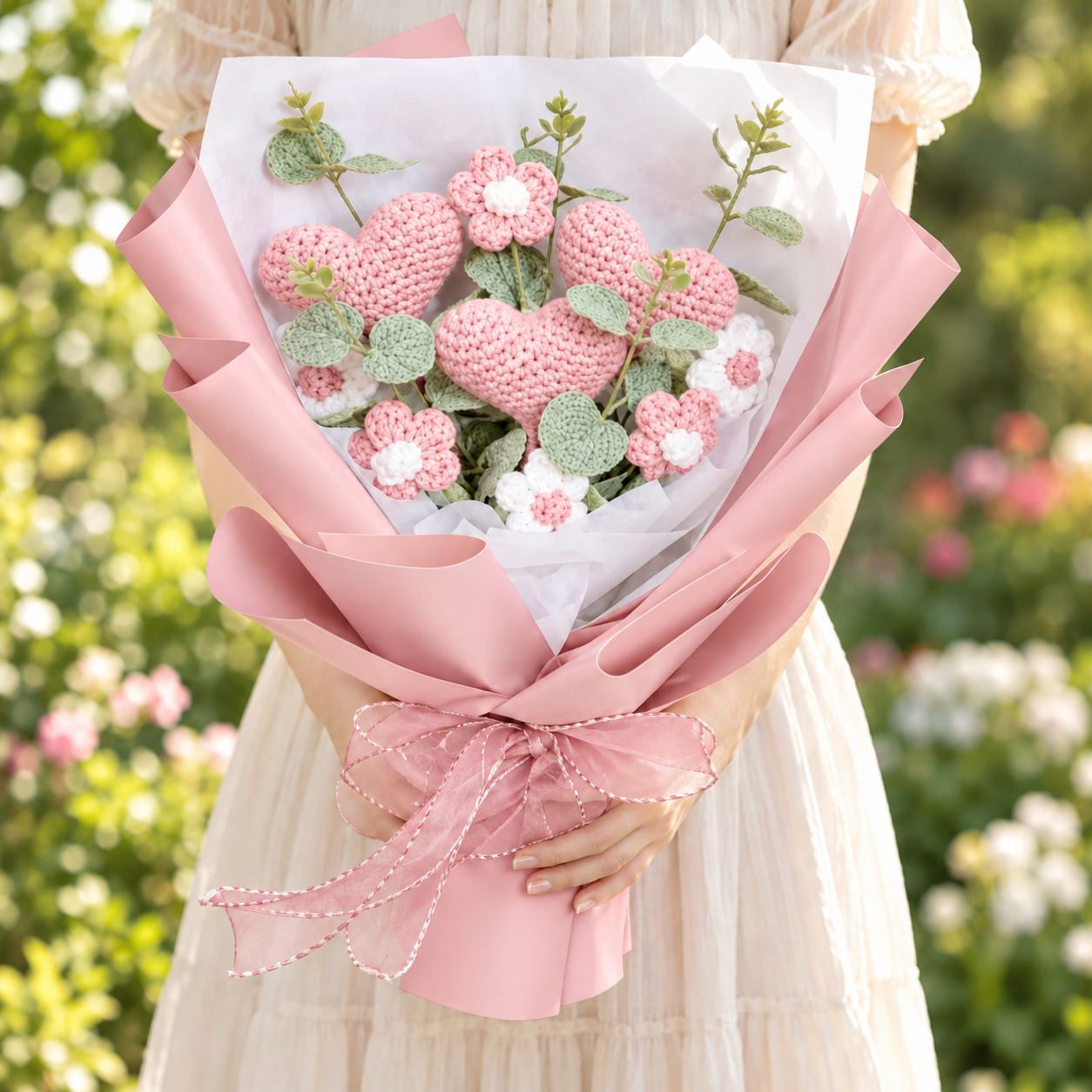 Handmade Crochet Heart Bouquet