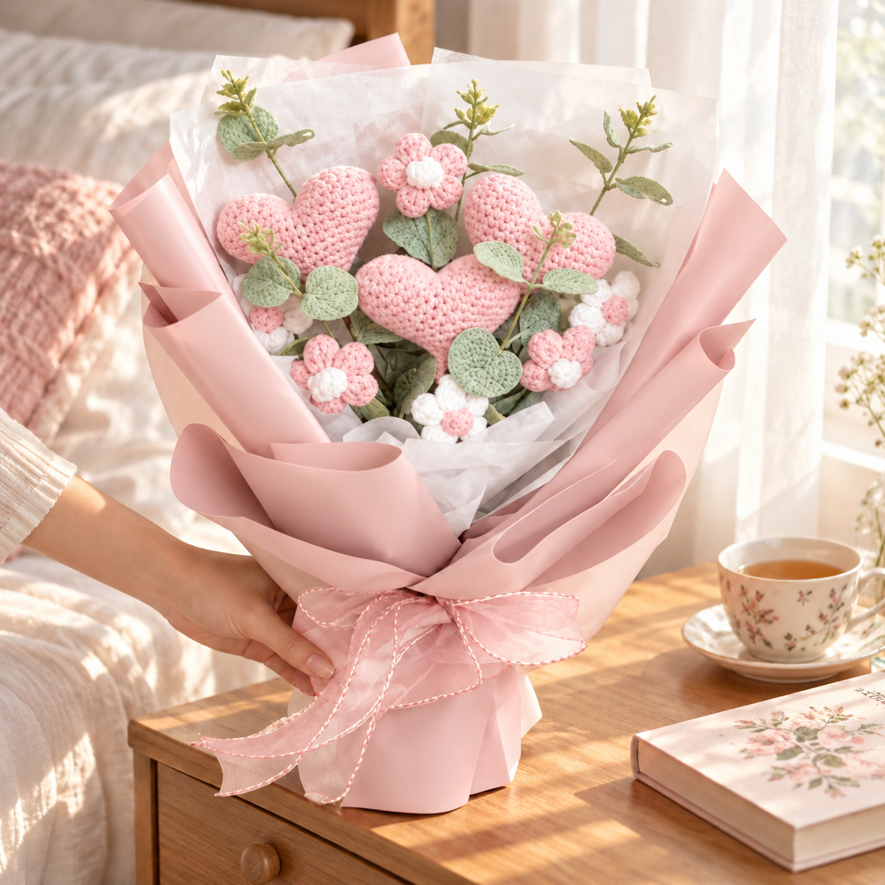 Handmade Crochet Heart Bouquet