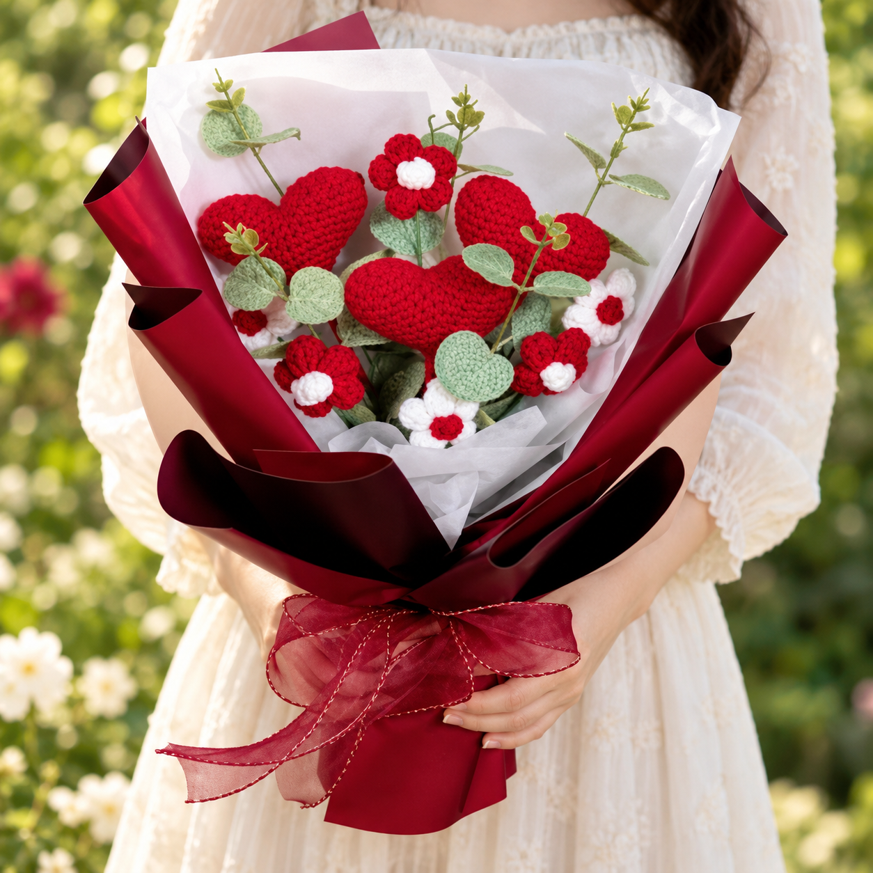 Handmade Crochet Heart Bouquet
