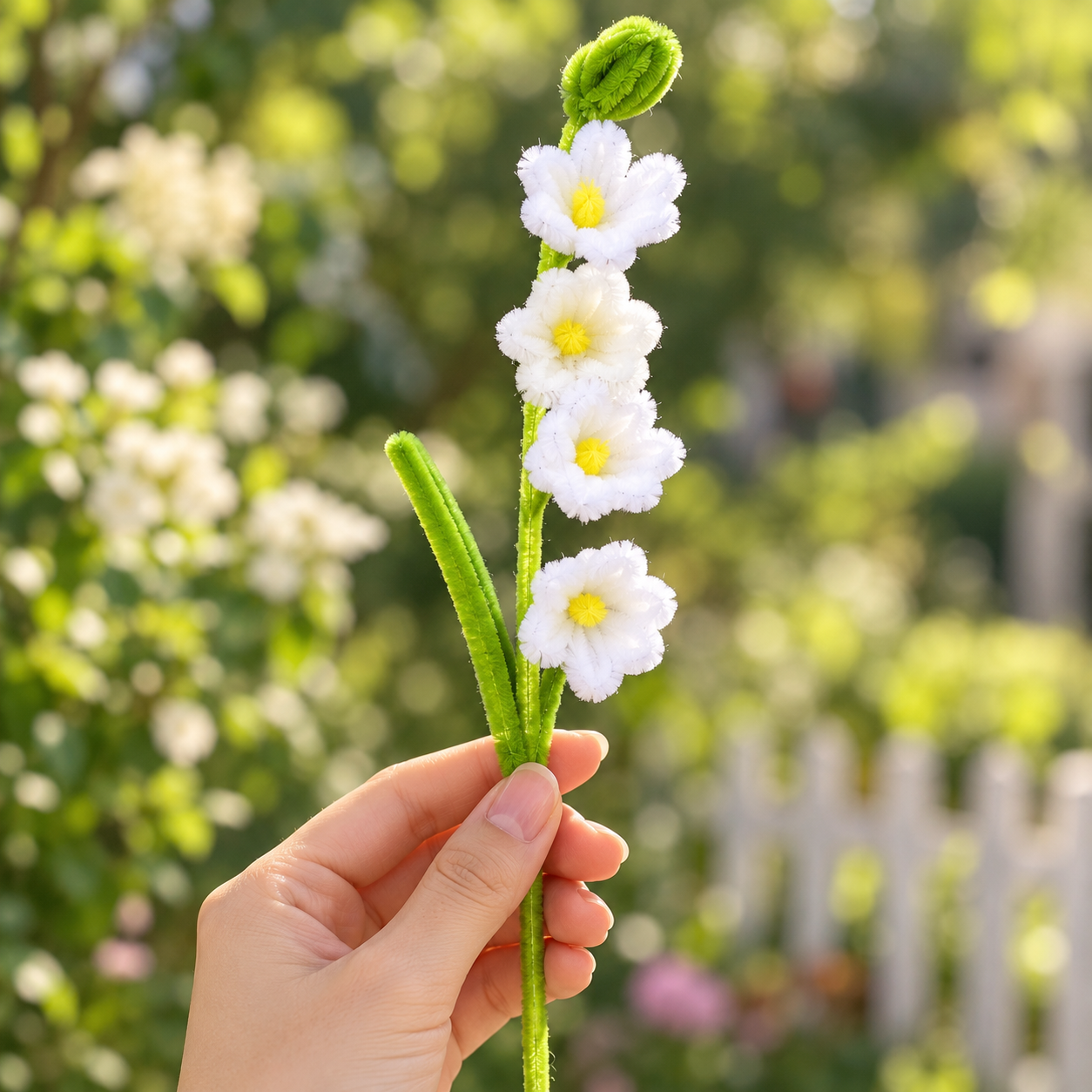Handmade Crochet Cherry Blossom Stem