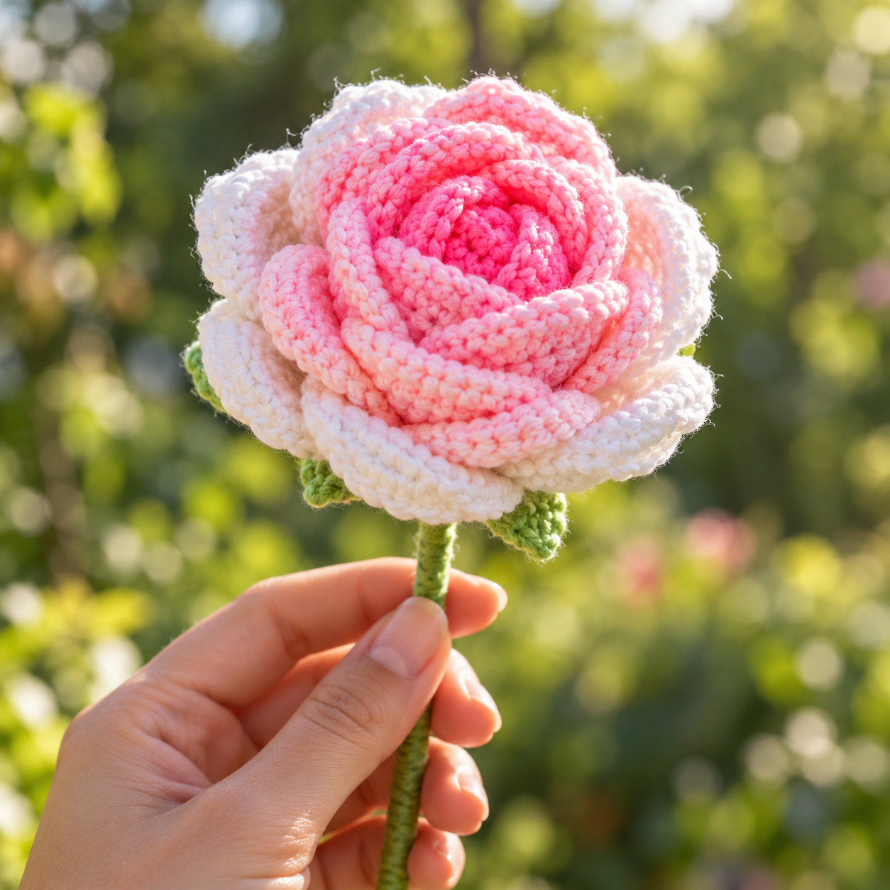 Handmade Crochet Rose Stem