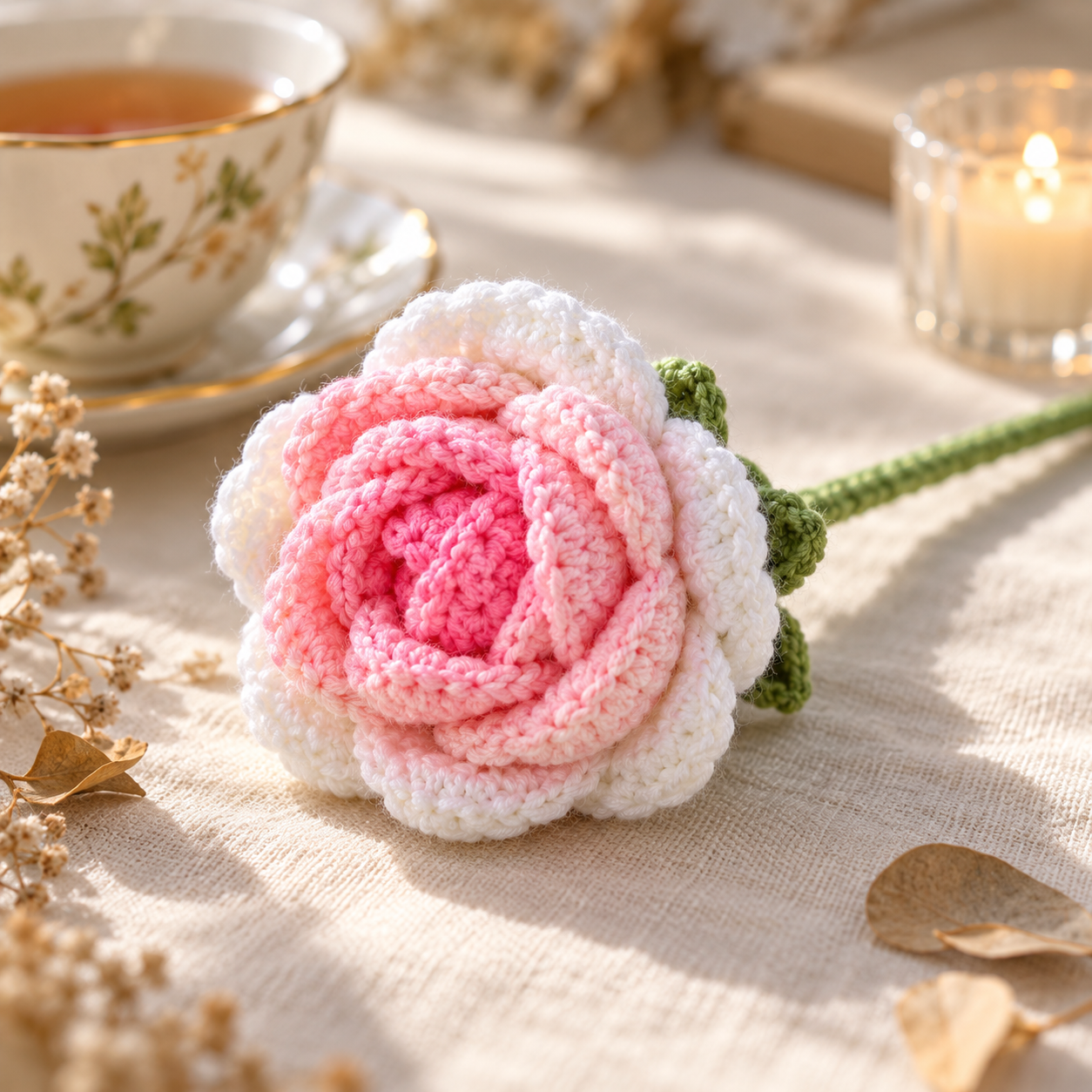 Handmade Crochet Rose Stem