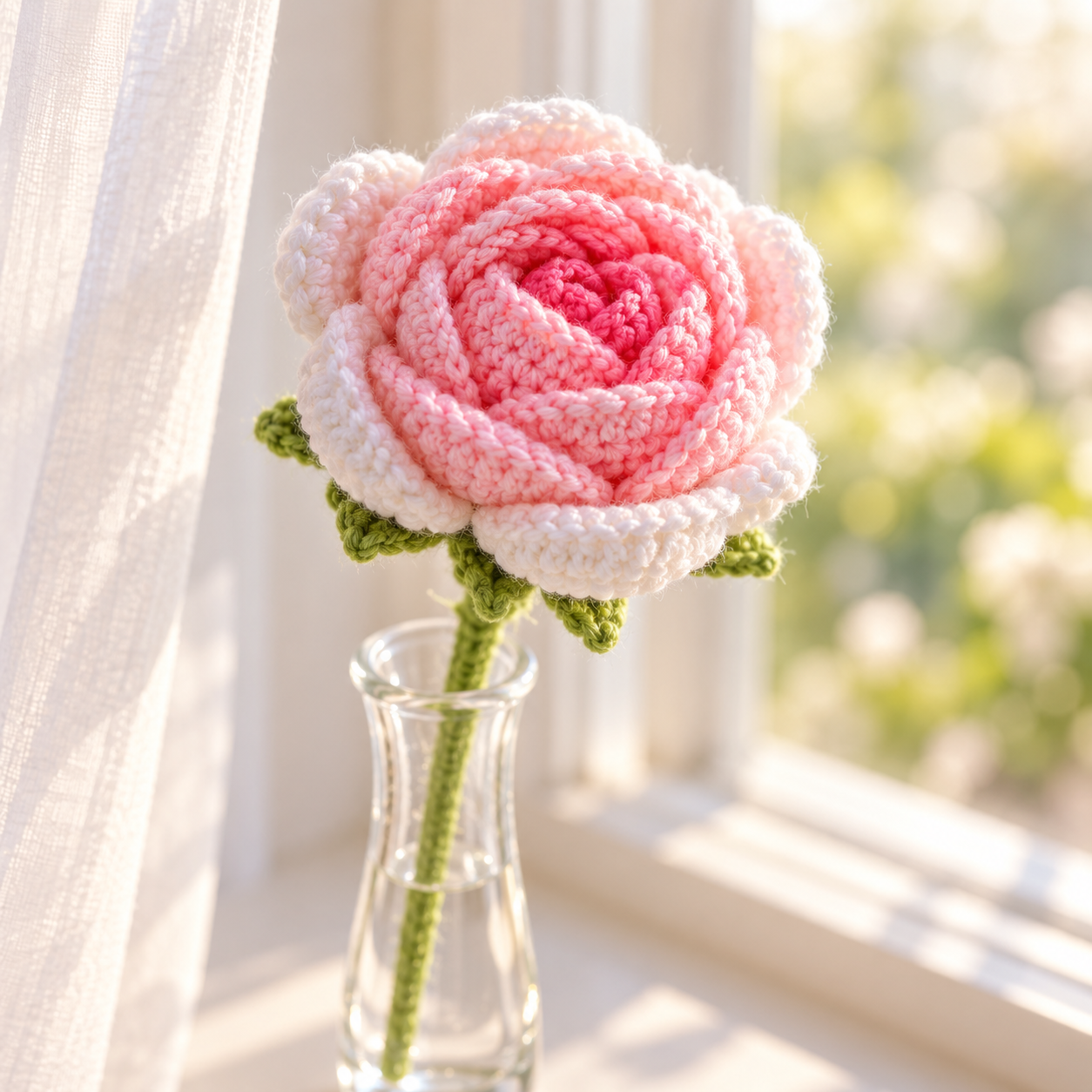 Handmade Crochet Rose Stem