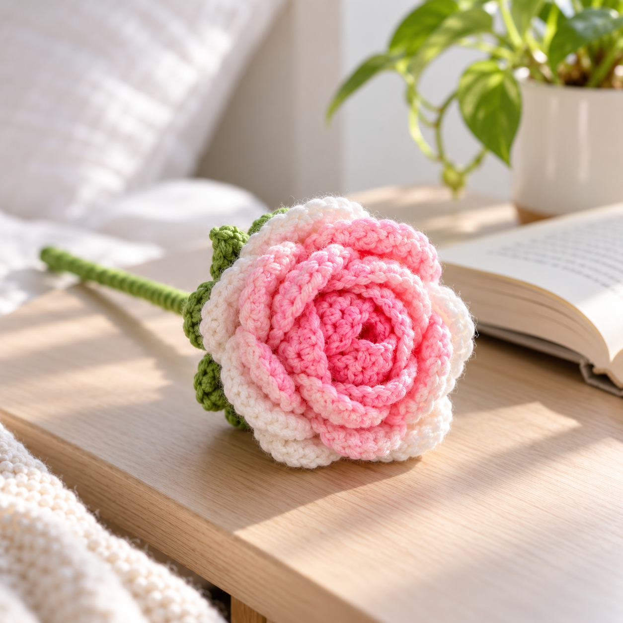 Handmade Crochet Rose Stem