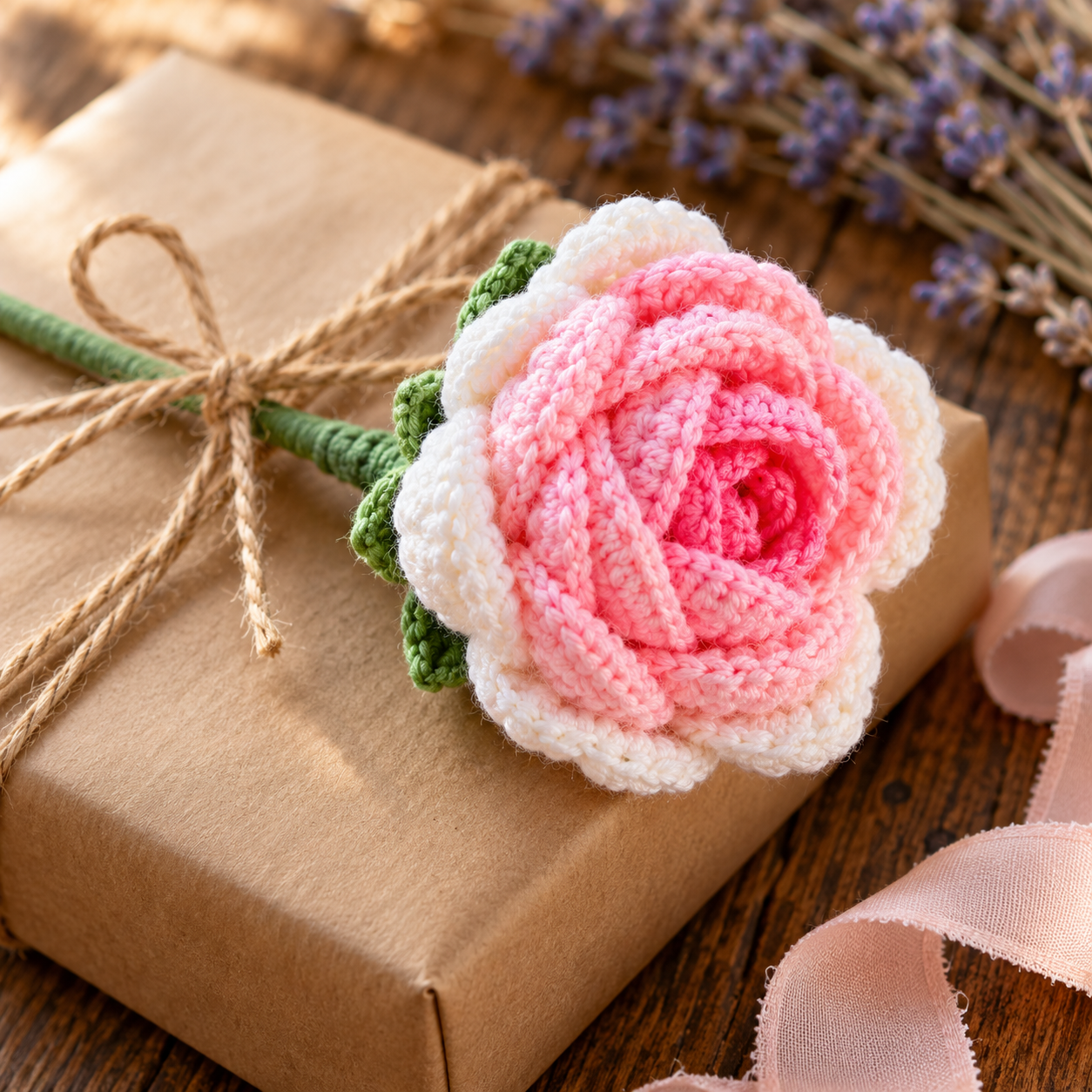 Handmade Crochet Rose Stem