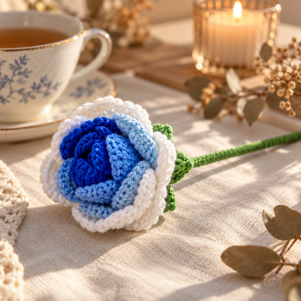 Handmade Crochet Rose Stem