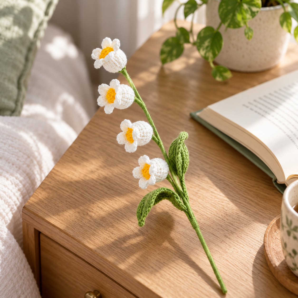 Handmade Crochet Lily of the Valley Stem
