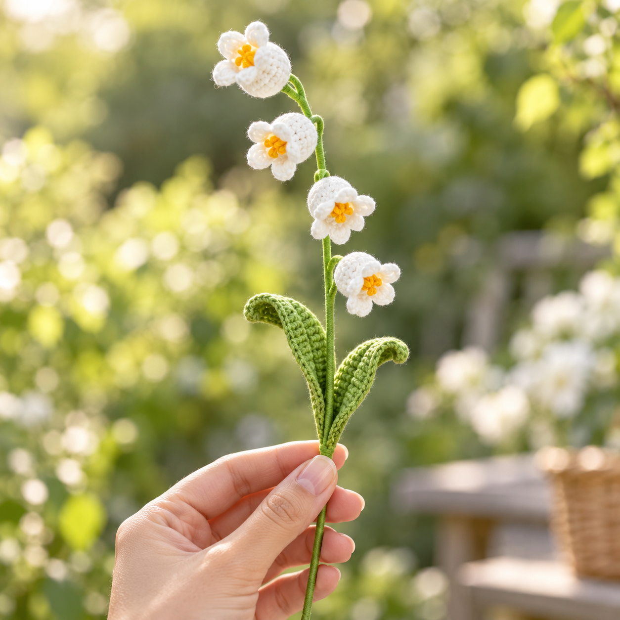 Handmade Crochet Lily of the Valley Stem