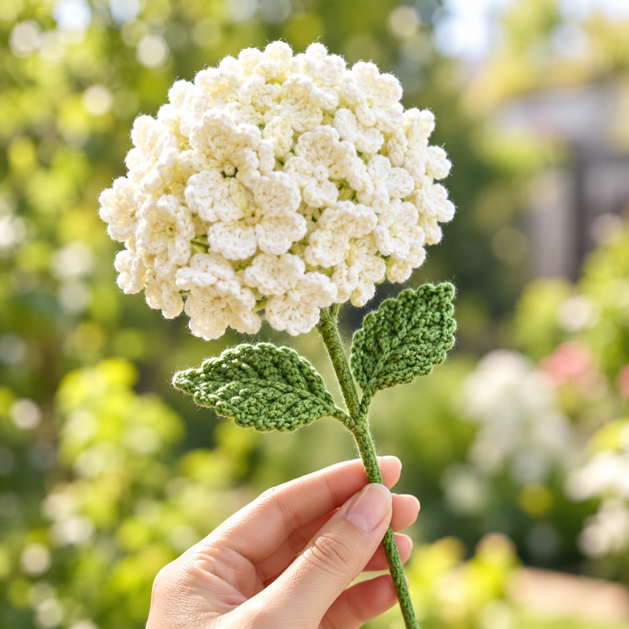 Handmade Crochet Hydrangea Stem