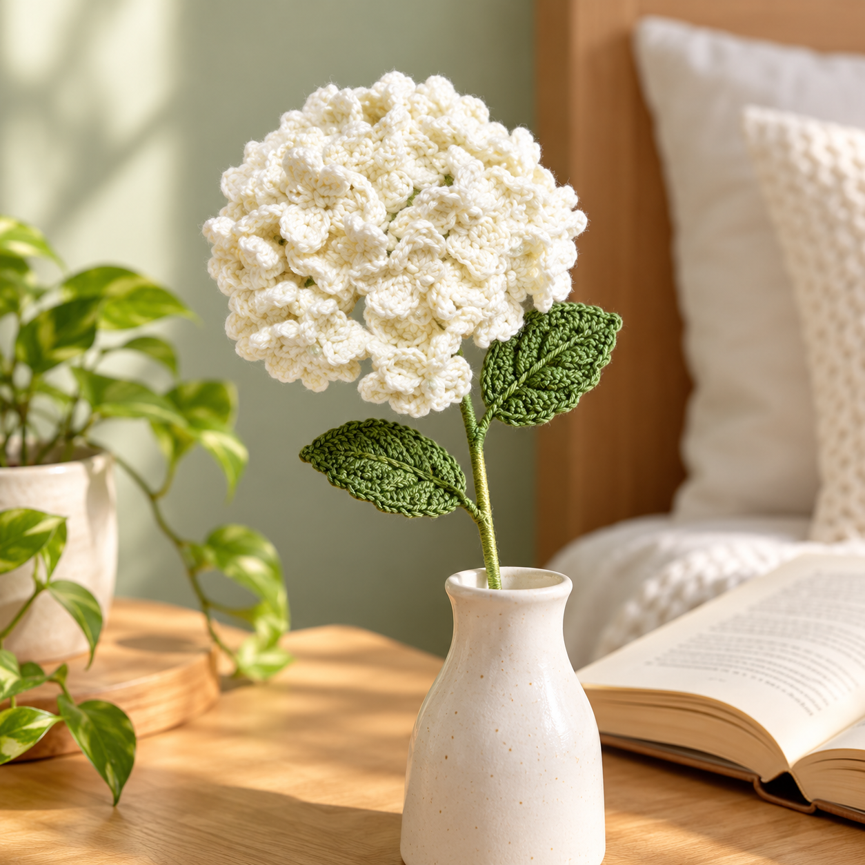 Handmade Crochet Hydrangea Stem