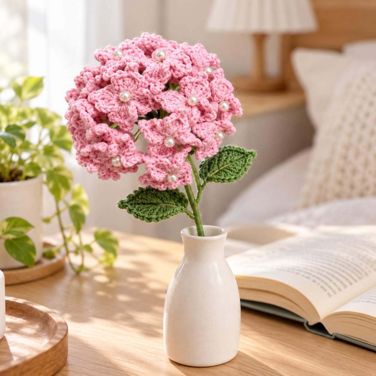 Handmade Crochet Hydrangea Stem