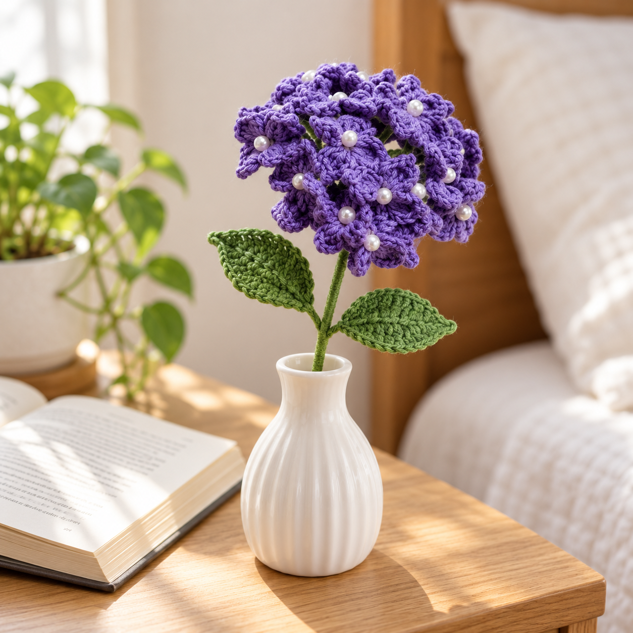 Handmade Crochet Hydrangea Stem