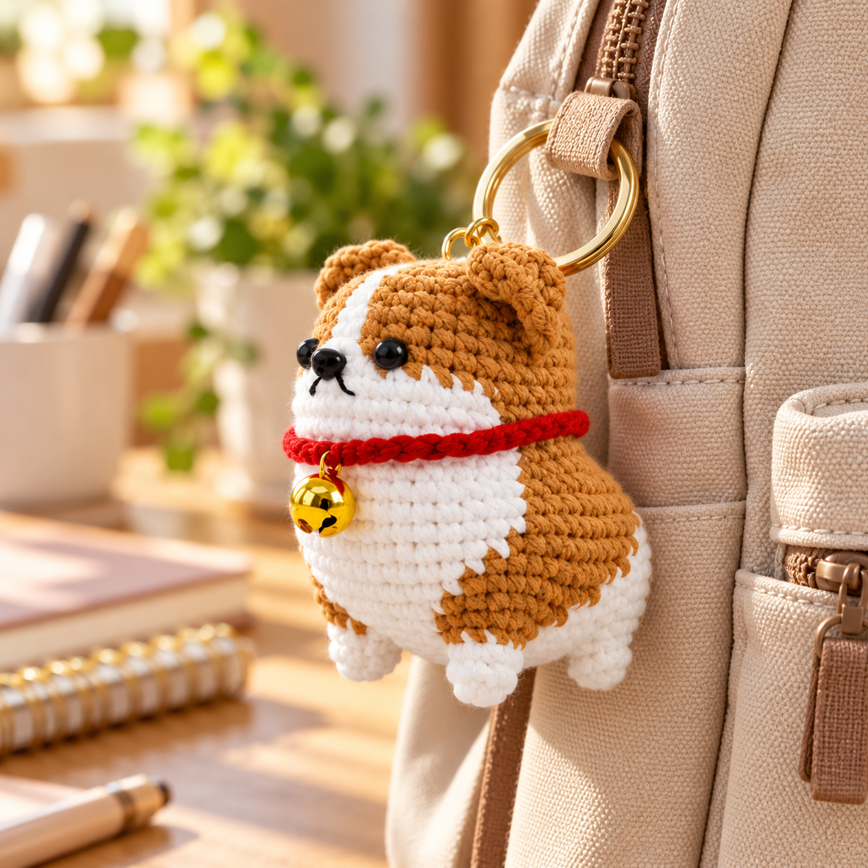 Handmade Crochet Puppy Keyring